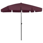 Parasol de plage 200 x 125 cm rouge bordeaux helloshop26 02 0008404