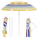 Parasol de plage 200 x 194 cm l�ger avec inclinaison et protection solaire en polyester multicolore helloshop2 ...