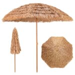 Parasol de plage 243 x 243 x 222 cm protection solaire double style tropical ambiance cosy en paille ...