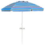 Parasol de plage inclinable 2, 2 m avec porte - gobelet et protection solaire design moderne en polyester ...