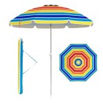 Parasol de plage avec inclinaison bouton poussoir 198 x 206 cm protection solaire portable esth�tique ...