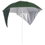 Parasol de plage avec parois lat�rales 215 cm vert helloshop26 02 0008381