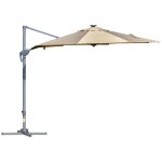 Parasol d?port? octogonal parasol led inclinable pivotant manivelle pi?tement acier dim. ? 3 x 2, 48h ...