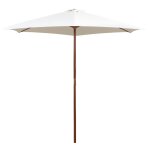 Parasol avec poteau en bois 270 x 270 cm blanc crme helloshop26 02 0008140