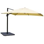 Parasol professionnel restaurant pour jardin terrasse 3x3m (�4, 24m) polyester / aluminium 23kg cr�me ...