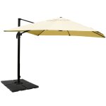 Parasol professionnel restaurant pour jardin terrasse 3x4m (5m) polyester aluminium / acier 26kg crme ...
