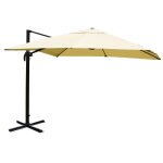 Parasol professionnel restaurant pour jardin terrasse 3x4m (5m) polyester aluminium / acier 26kg crme ...