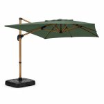 Parasol rectangulaire 2x3m d�port� rotatif vert structure effet bois piana