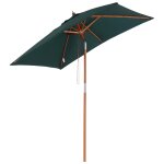 Parasol rectangulaire inclinable bois polyester haute densit? 2l x 1, 5l x 2, 3h m vert fonc?