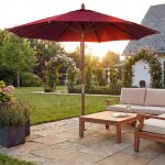 Parasol de restaurant hwc - c57b, parasol de jardin, polyester / bois 14 kg, rond Ø 3 m, c�ble de traction ...