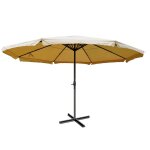 Parasol de restauration avec volant Ø 5m polyester / aluminium 28kg crme sans pied 04 0003867