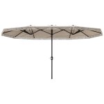 Parasol style boh�me a franges xxl dim. 4, 5 x 2, 65 x 2, 6 m ouverture fermeture manivelle m�tal tissu ...