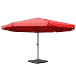 Parasol de terrasse 5 m voile borde + pied polyester bordeaux & structure alu 04 0008022