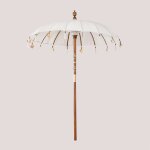 Parasol en tissu et bois (ø186 cm) manavai blanc gardenia Parasol en tissu et bois (ø186 cm) manavai blanc gardenia
