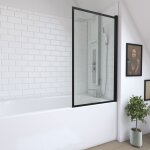 Pare baignoire rabattable 75x130cm - finition noir mat - dark contouring screen Pare baignoire rabattable 75x130cm - finition noir mat - dark contouring screen