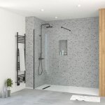 Paroi de douche 120x195 cm en verre tremp 5 mm - finition noire - dark elementary