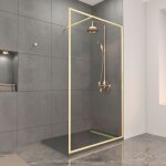 Paroi de douche 120x200cm + grille finition or dor� bross� + receveur gris effet pierre 120x90x4cm