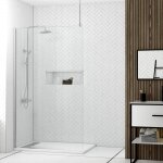 Paroi de douche 120x200cm verre transparent - profil� + barre plafond finition chrome - freedom 2