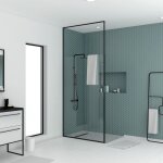 Paroi de douche 120x203cm à structure noir mat extensible 203cm à 273cm stretchy Paroi de douche 120x203cm à structure noir mat extensible 203cm à 273cm stretchy