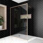 Paroi de douche 140x200 cm - cadre et bras aluminium or doré brossé - goldy contouring Paroi de douche 140x200 cm - cadre et bras aluminium or doré brossé - goldy contouring