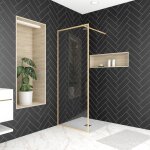 Paroi de douche 80x200 cm - cadre et bras aluminium finition or doré brossé - goldy contouring Paroi de douche 80x200 cm - cadre et bras aluminium finition or doré brossé - goldy contouring