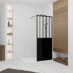 Paroi de douche 80x200 cm type verriere - verre trempe et structure aluminium noir mat - glassy Paroi de douche 80x200 cm type verriere - verre trempe et structure aluminium noir mat - glassy