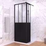 Paroi de douche fixe avec volet pivotant 80 + 40 x 200 cm - finition noir mat et verre trempé Paroi de douche fixe avec volet pivotant 80 + 40 x 200 cm - finition noir mat et verre trempé