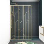 Paroi de douche à l'italienne 120x195cm sérigraphie art déco arrondie - or brossé - gatsby Paroi de douche à l'italienne 120x195cm sérigraphie art déco arrondie - or brossé - gatsby