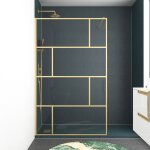 Paroi de douche  l'italienne 120x195cm srigraphie type briques - dor or bross - goldy blocks