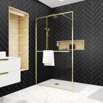 Paroi de douche or doré brossé 120x200cm - porte - serviette et etagère Paroi de douche or doré brossé 120x200cm - porte - serviette et etagère