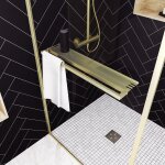 Paroi de douche or dor bross 90x200cm - porte - serviette et etagre
