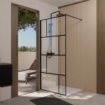 Paroi de douche serigraphie brique 90x195cm - verre anti - calcaire 8mm - profil noir mat