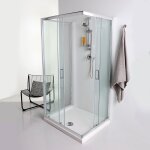 Paroi de douche en verre 3 faces 70x100 coulissante et fixe 70cm