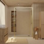 Paroi de douche verre cannel� 6 mm - 140x200 cm - cadre et bras aluminium or dor� bross�