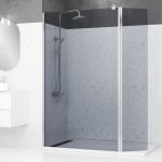Pack paroi de douche et volet pivotant 120 + 40x200cm - verre fum bleu nuit + barre fixation chrome