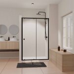 Paroi porte de douche coulissante noir 120x185cm - extensible de 112. 5  126. 5 cm - black slide 120 ...