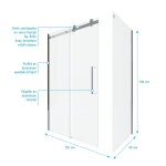 Porte de douche coulissante 120x200 cm + retour 90x200 cm - aluminium chrom - verre tremp 8 mm