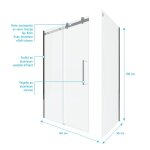 Paroi porte de douche coulissante + retour 140x90cm - railroad chromed 140 front - 90