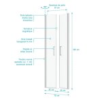 Porte de douche double battant 70x200cm - verre tremp transparent 6mm - profil chrom