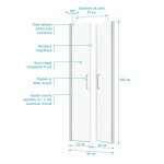 Porte de douche double battant 80x200cm - verre tremp transparent 6mm - profil chrom