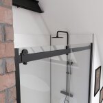 Paroi porte de douche type industriel coulissante noir mat - 120x200cm - verre trempe 8mm Paroi porte de douche type industriel coulissante noir mat - 120x200cm - verre trempe 8mm