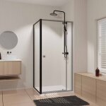 Paroi retour porte de douche noir 90x185cm - black slide