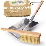 Patb - balayette avec pelle metal 45 cm - brosse en bois 32 cm pour boulangerie farine - ramasse poussiere ...