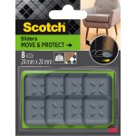 Patin glisseur adh�sif carr� gris scotch 24 mm, lot de 8