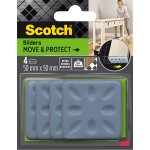 Patin glisseur adh�sif carr� gris scotch 50 mm, lot de 4