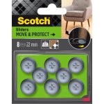 Patin glisseur adh�sif rond gris scotch 22 mm, lot de 8