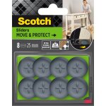 Patin glisseur adh�sif rond gris scotch 25 mm, lot de 8