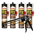 Pattex fix colle d'assemblage pour le bois 400g x4 + pistolet à cartouche Pattex fix colle d'assemblage pour le bois 400g x4 + pistolet à cartouche