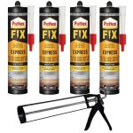Pattex fix express colle d'assemblage 375g x4 + pistolet à cartouche Pattex fix express colle d'assemblage 375g x4 + pistolet à cartouche