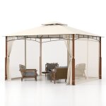 Pavillon de jardin 3, 6 x 3 x 2, 28m costway - moustiquaire - double toit en tissu polyester etanche ... Pavillon de jardin 3, 6 x 3 x 2, 28m costway - moustiquaire - double toit en tissu polyester etanche ...